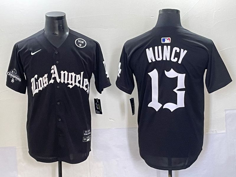 Men 2025 Los Angeles Dodgers #13 Muncy Black Five generations Joint Name Nike MLB Jersey style 4->los angeles dodgers->MLB Jersey